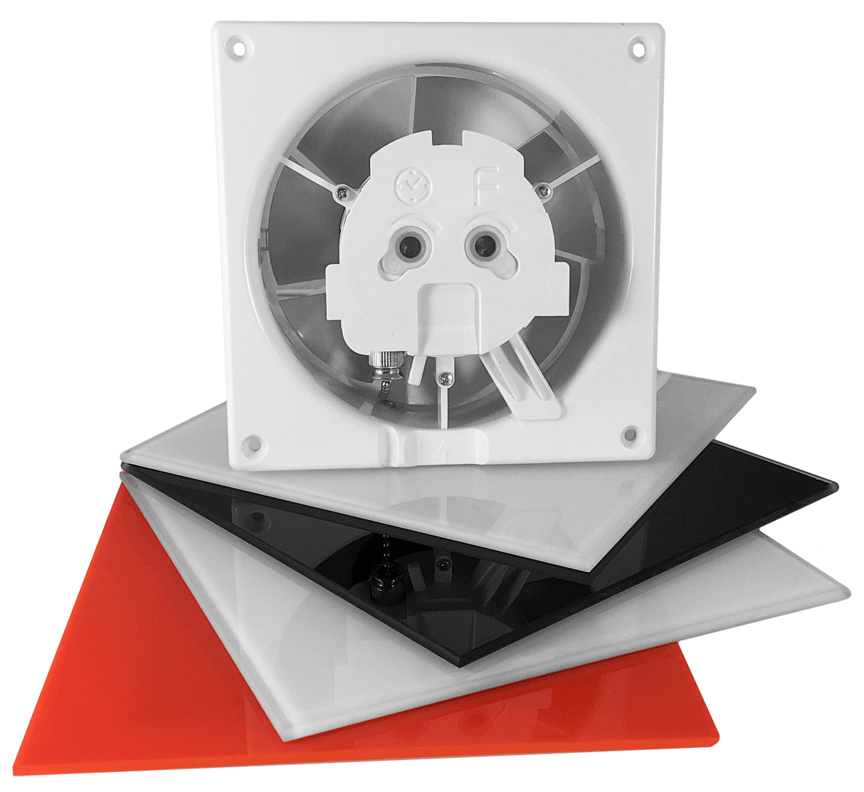 Ventilator baie dRim HS BB, Ø125, Super Silent, Senzor de umiditate si Timer, Debit 140 m3/h, Garantie 2 ani, Alb, Plexiglas