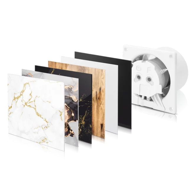 Ventilator baie dRim Ø125 TS, Super Silent, Timer, Debit 140 m3/h, Panou plexi schimbabil, clapeta antiretur, Garantie 2 ani, Black Negru