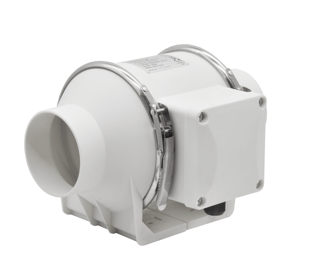 Ventilator centrifugal de tubulatură Ecovent OPTIFLOW 125, Putere 43W, Debit 360mc/h, Diametru Ø125mm, Presiune 147Pa, Alb