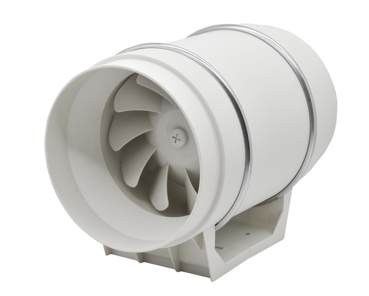 Ventilator centrifugal de tubulatură Ecovent OPTIFLOW 200, Putere 165W, Debit 1400mc/h, Diametru Ø200mm, Presiune 350Pa, Alb