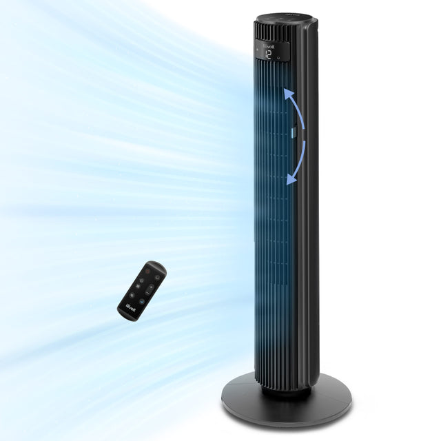 Ventilator turn Levoit, 107,6cm, 12 viteze, 4 moduri de funcționare, foarte silențios, telecomandă, negru