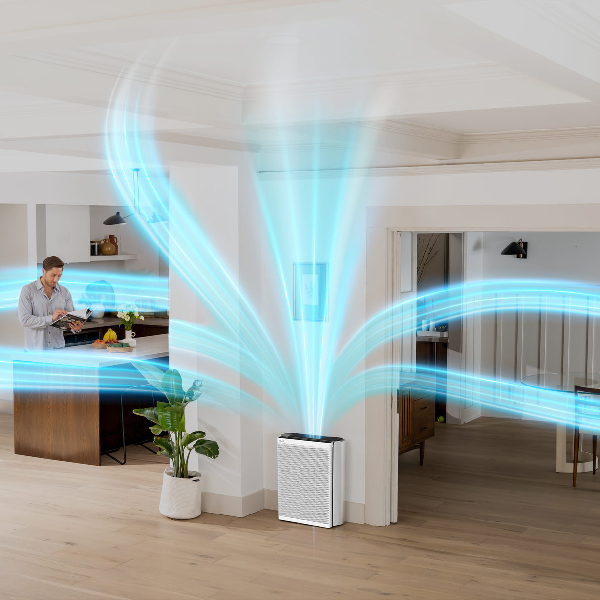 Resigilat! Purificator de aer Smart Levoit EverestAir Wi-Fi, Filtru True HEPA, Carbon Activ, Acoperire până la 100 m², Flux de Aer Multidirecțional, Mod Auto, Compatibil Alexa & Google Home, Touch Screen, Gri