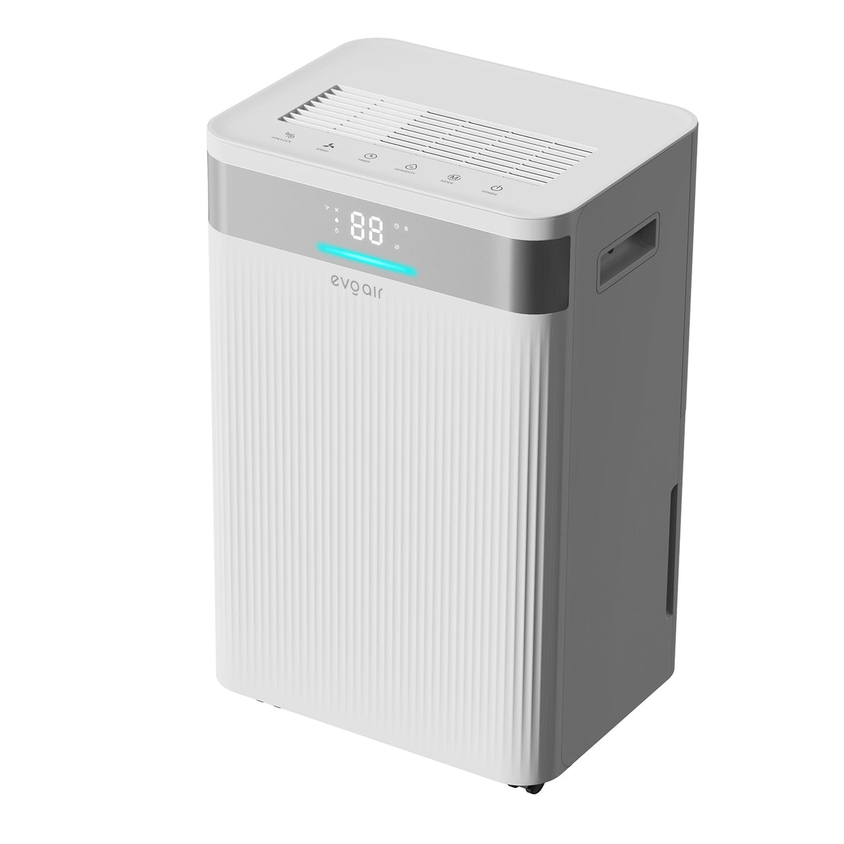 Dezumidificator Evoair ComfoDry20, 20l/24h, Silentios, Senzor de Umiditate, Uscare Rufe, Mod Noapte, Lumină Ambientală, Drenaj Continuu, Rezervor 4l, Alb