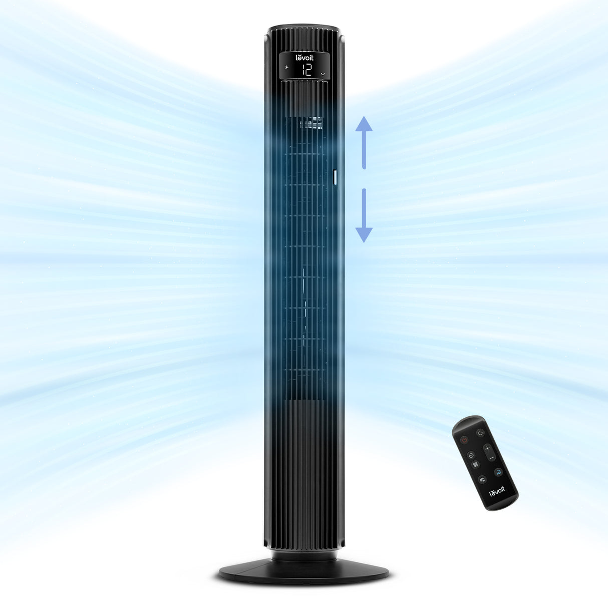 Ventilator turn Levoit, 107,6cm, 12 viteze, 4 moduri de funcționare, foarte silențios, telecomandă, negru