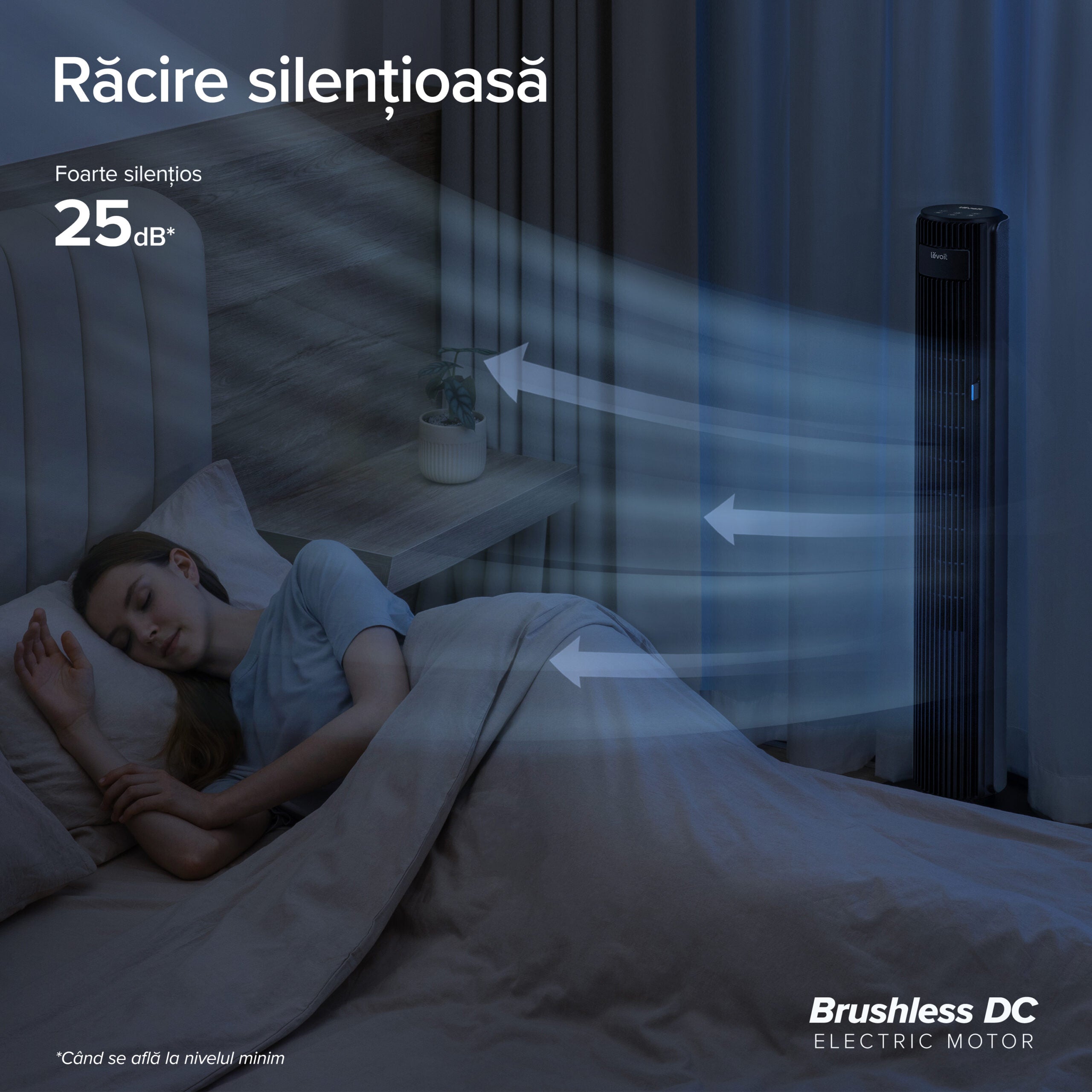 Ventilator turn Levoit, 107,6cm, 12 viteze, 4 moduri de funcționare, foarte silențios, telecomandă, negru