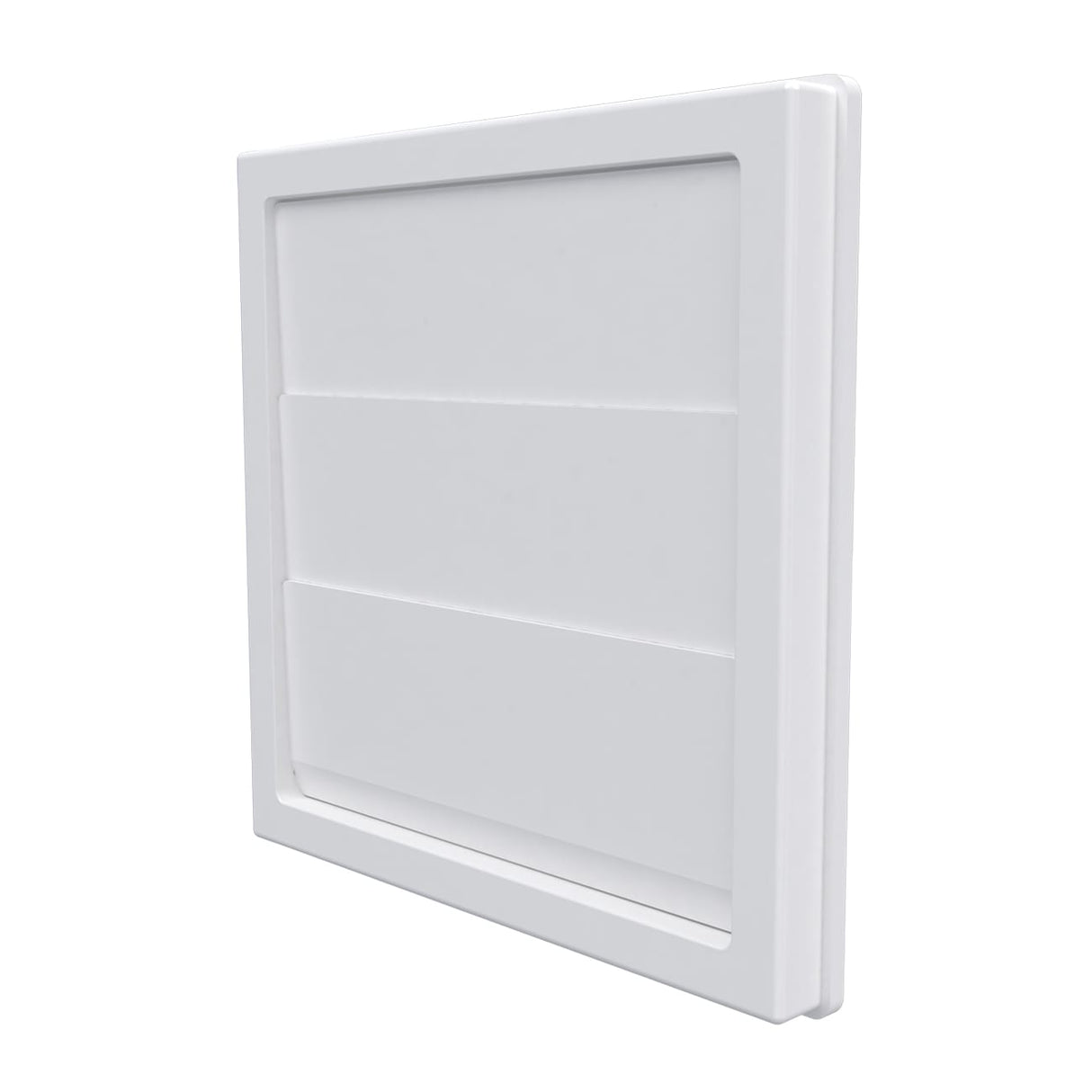 Grila ventilatie Ø100mm patrata cu lamele gravitationale, exterior 150x150, ASA plastic Alb