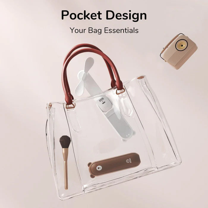 Ventilator portabil de mână JISULIFE, Life8 Plus, autonomie 11-46h, baterie 4500mAh, funcție Power Bank, lanternă LED, design pliabil, 3 viteze, încărcare rapidă, Maro