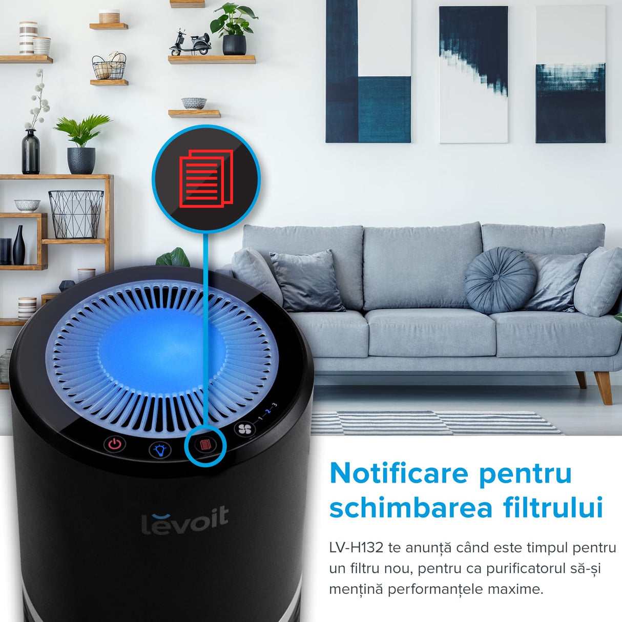 Set filtre rezerva pentru Purificator de aer LEVOIT LV-H132, 3-in-1, Pre filtru nylon, filtru HEPA si filtru Carbon activ, 2 buc, LV-H132-RF