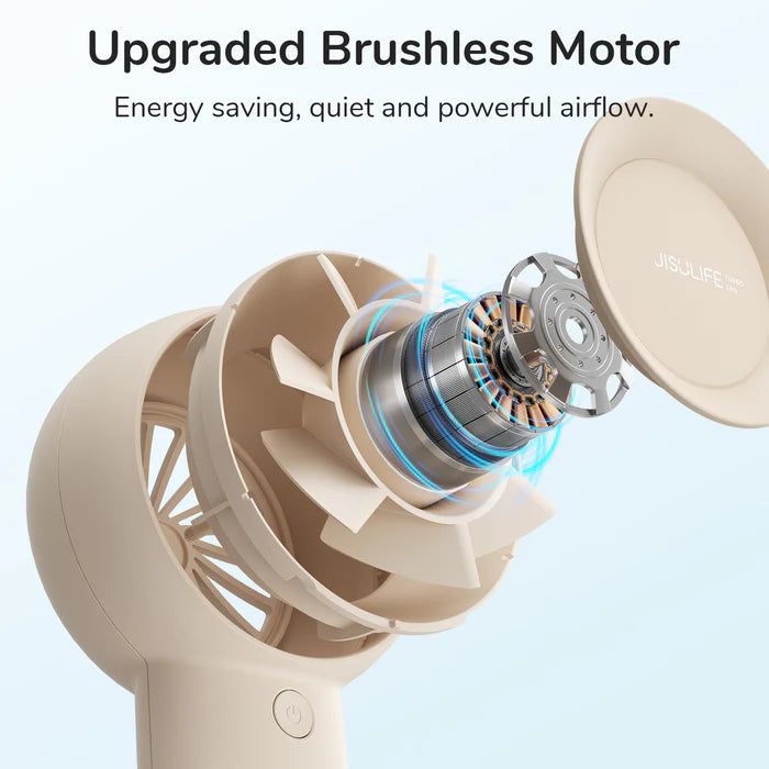 Ventilator portabil de mână JISULIFE, Life5 Plus, autonomie 3-15h, baterie 4000mAh, 5 viteze, încărcare rapidă, Alb