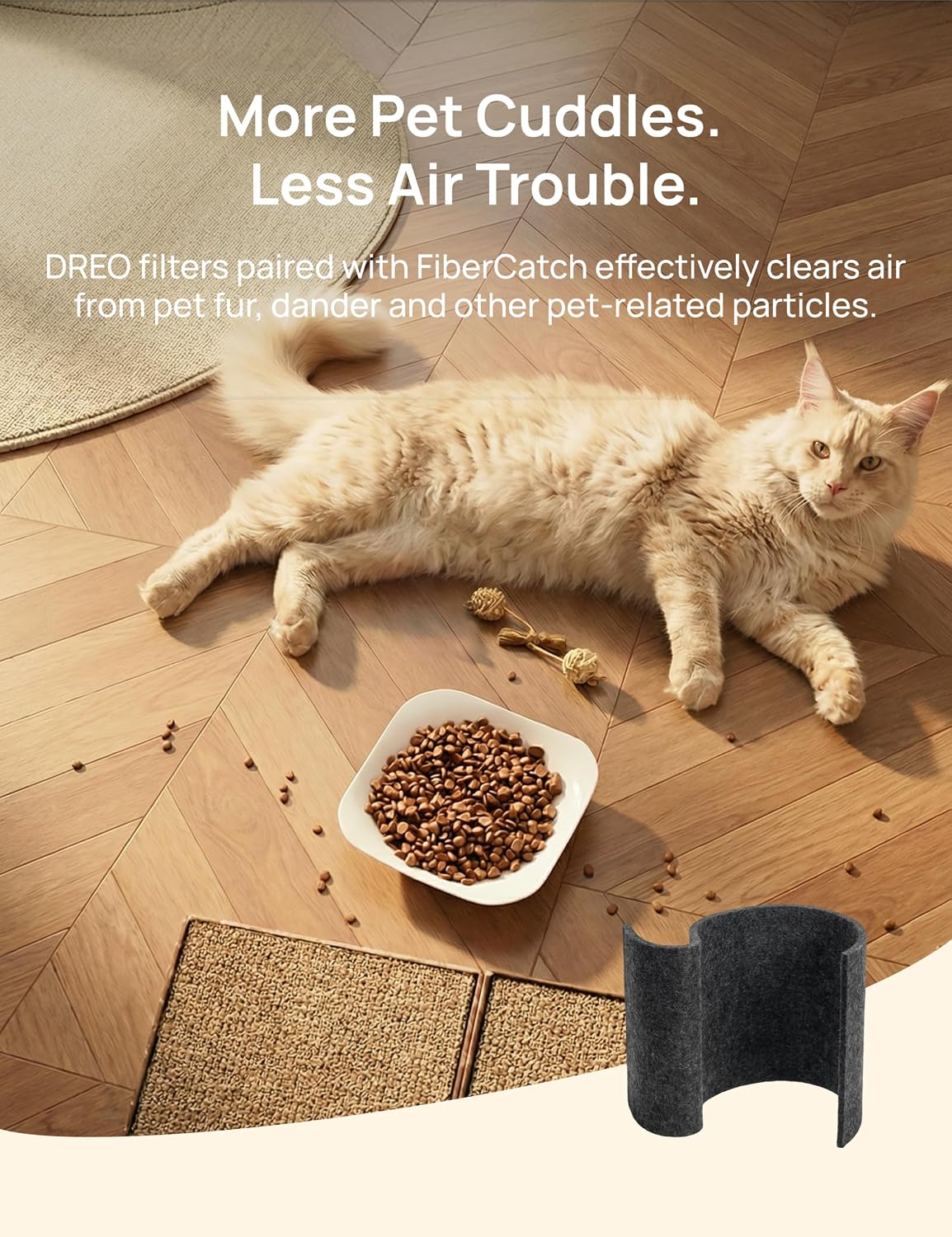 Pre Pet Filtru Purificator de aer Dreo DR-HPA045 pentru purificator DR-HAP010AS, FiberCatch, True HEPA, Carbon activ, Negru