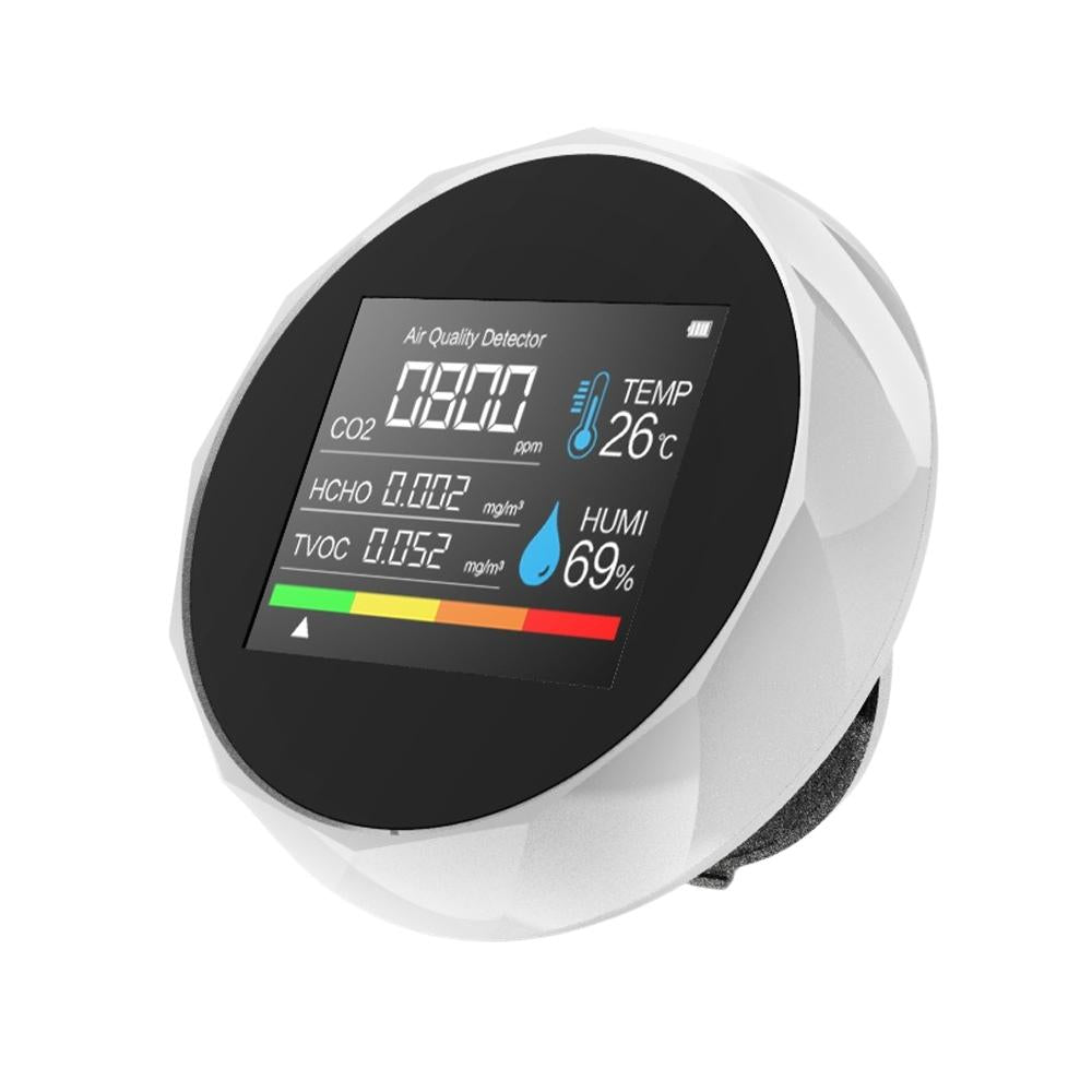 Monitor calitate aer 2CO5, detector CO2 dioxid de carbon, TVOC, HCHO, Temperatura, Umiditate, incarcare USB-C
