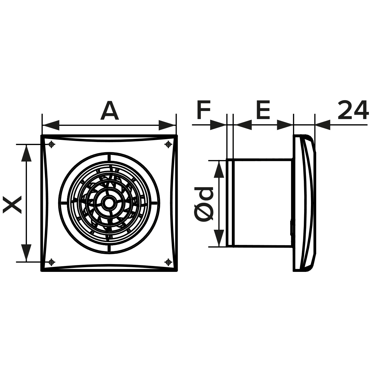 Ventilator baie AURA 4C Silent Clapeta antiretur, Garantie 2 ani, Motor Long Life 40000h, Debit 90mc/h Ø100mm