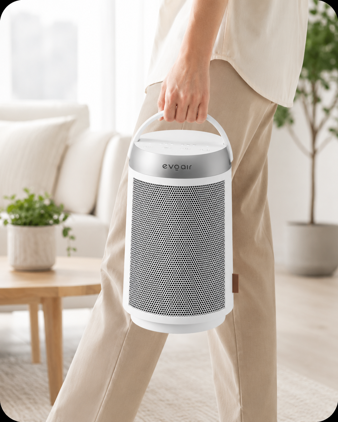 Aerotermă ceramică Evoair Warmix 1500, Wi-Fi, Control Aplicație SmartLife, Încălzire Ceramică PTC, Termostat 3 trepte, Oscilație 60°, Protecție Răsturnare, Răcire Automată (60s), Ecran Tactil, Alb