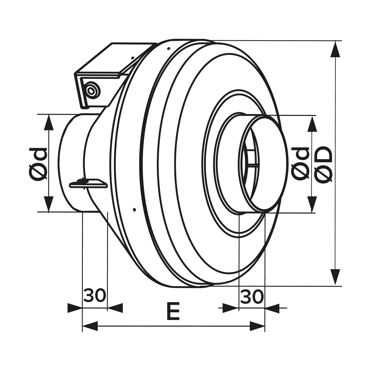 Ventilator centrifugal de tubulatura CYCLONE 160, Debit 680mc/h, Diametru Ø160mm