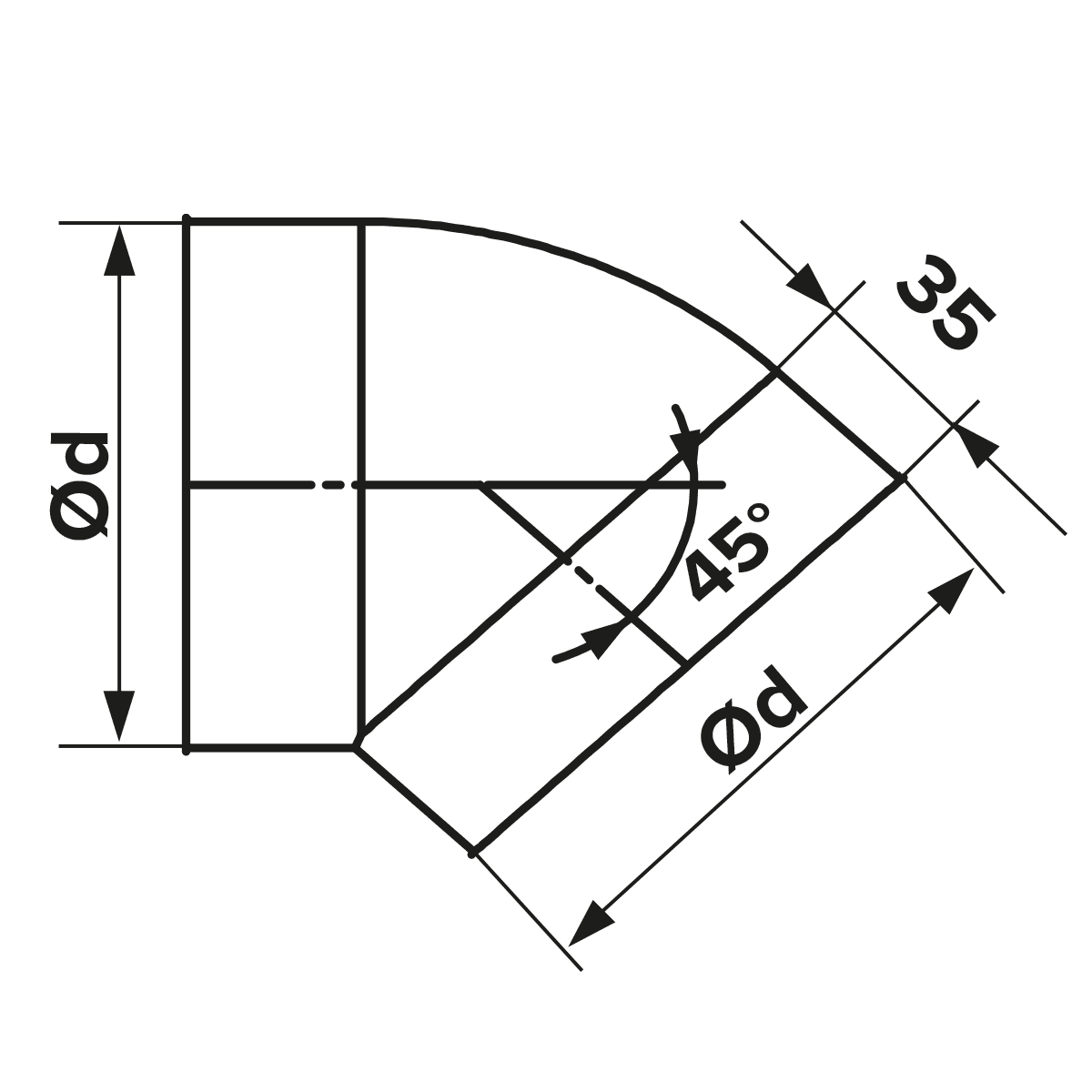 Cot Tubulatura Ø100mm, 45° PVC