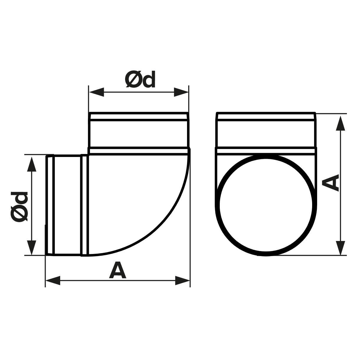 Cot Tubulatura Ø125 mm, 90° PVC