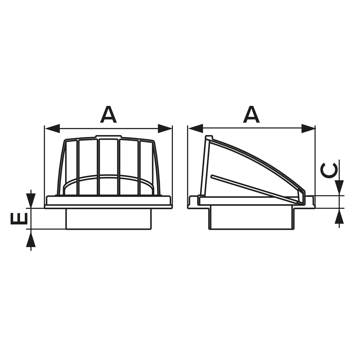 Grila ventilatie Ø100mm patrata cu clapeta antiretur, exterior 150x150, ASA plastic Beige