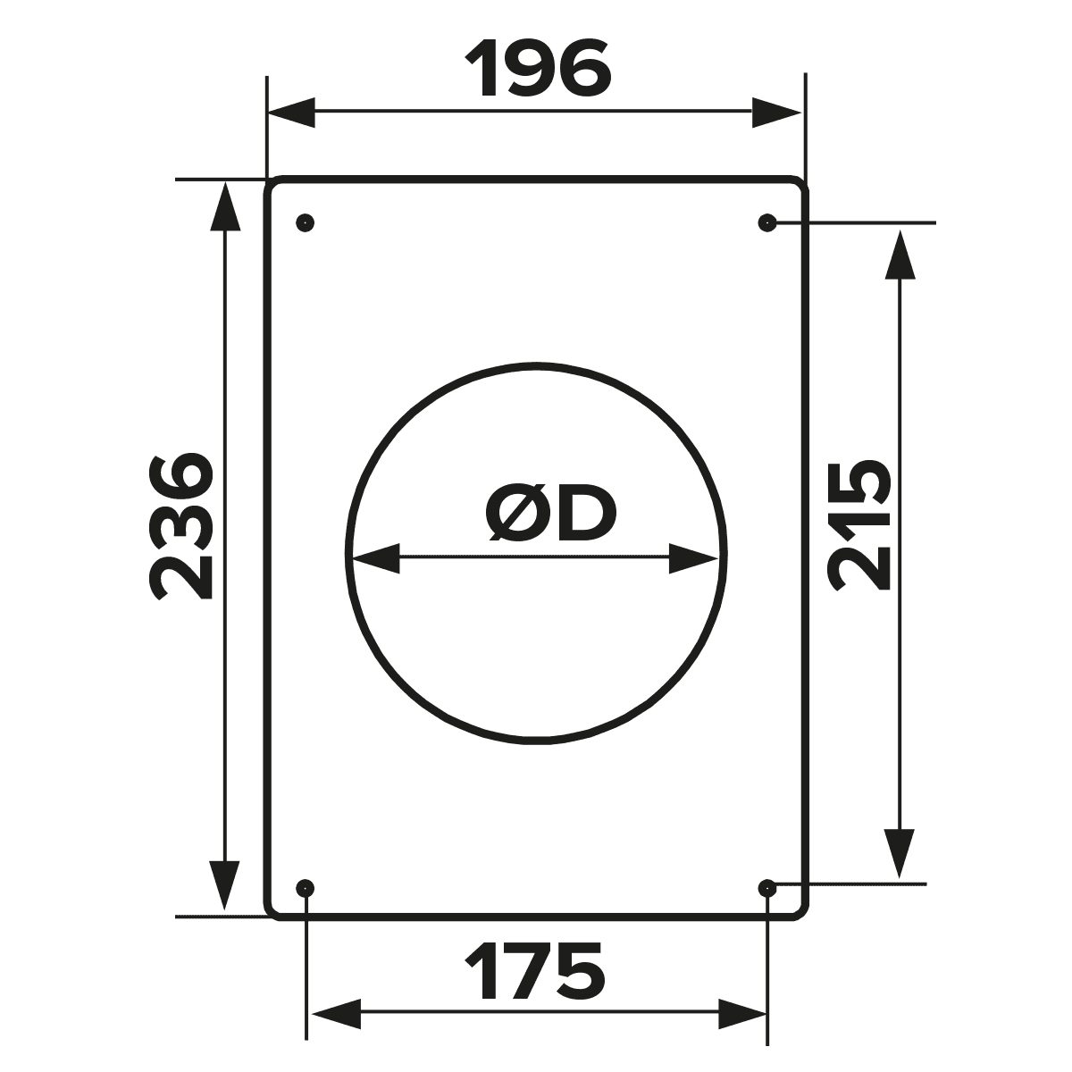 Masca perete metalica cu flansa Ø155, exterior 196х236, Metal