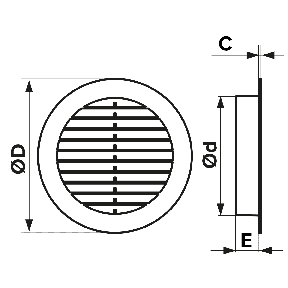 Grila ventilatie rotunda Diametru Ø100mm, cu plasa antitantari ASA plastic Alb