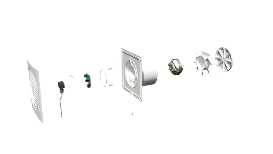 Ventilator baie Elegia 100 BD T, Debit 90mc/h, Ø100mm, Timer, Super Silent, Clapeta antiretur, Motor Long Life 40000h