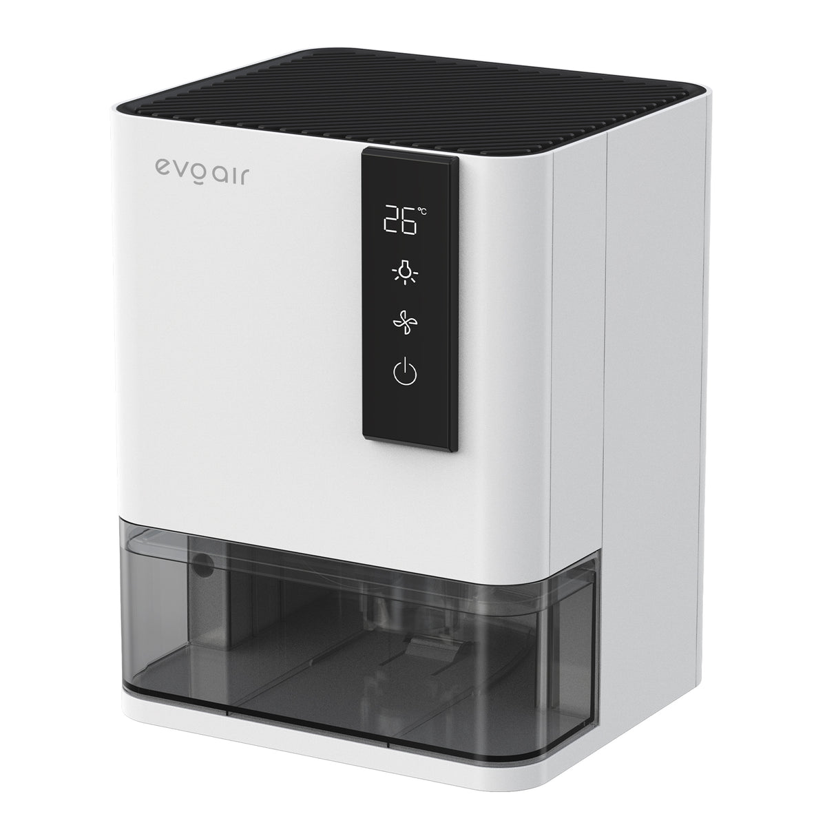 Dezumidificator Evoair HIDRY, 700ml/24h, Senzor de Umiditate/Temperatura, Lumina ambientala in 7 culori, Rezervor 1l, 2 viteze, Functie Auto Dezghetare, Alb