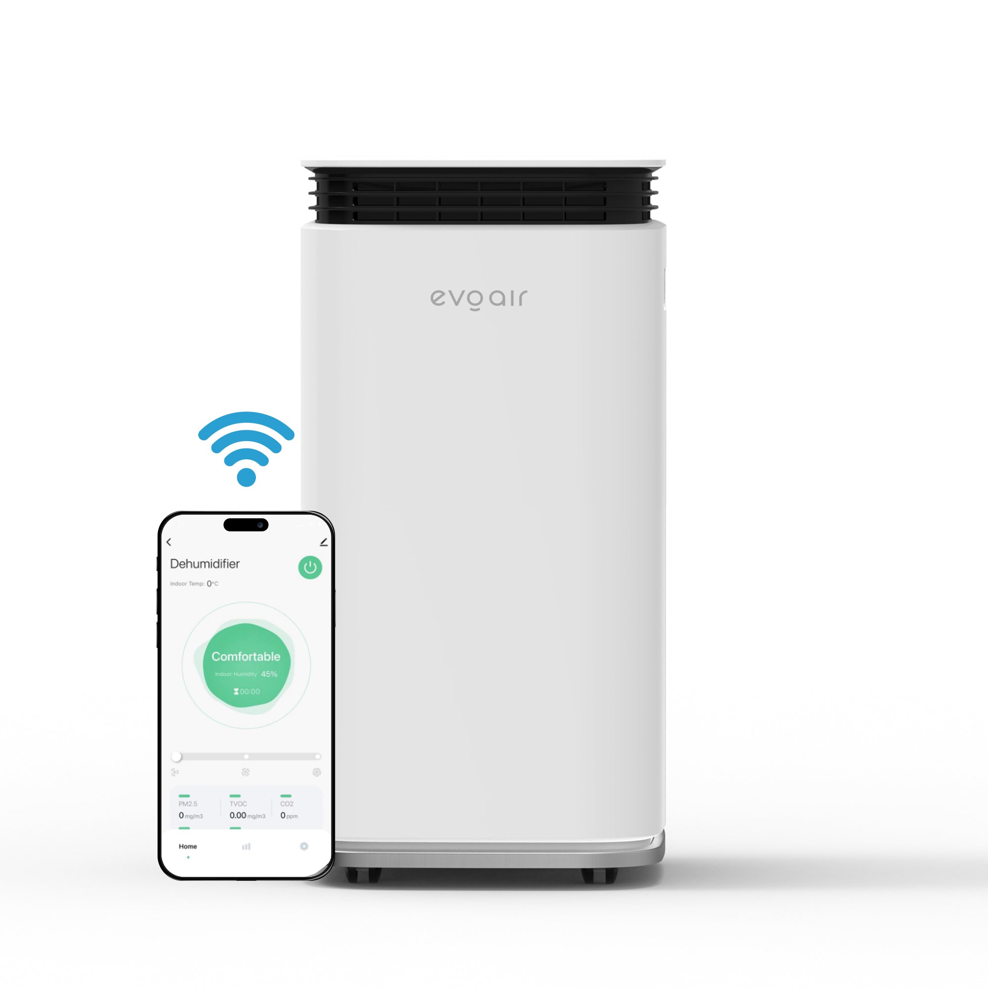 Dezumidificator Evoair, FlexyDry 12 Smart, 12l/24h, Senzor de Umiditate, Functie Ionizare, Uscare Rufe, Rezervor 2.2l, Alb