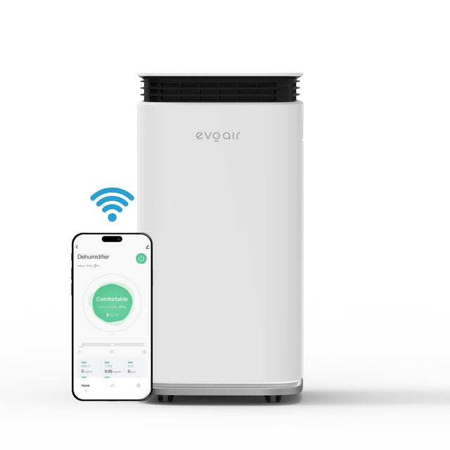 Dezumidificator Evoair, FlexyDry 16 Smart, 16l/24h, Senzor de Umiditate, Functie Ionizare, Uscare Rufe, Rezervor 2.2l, Alb