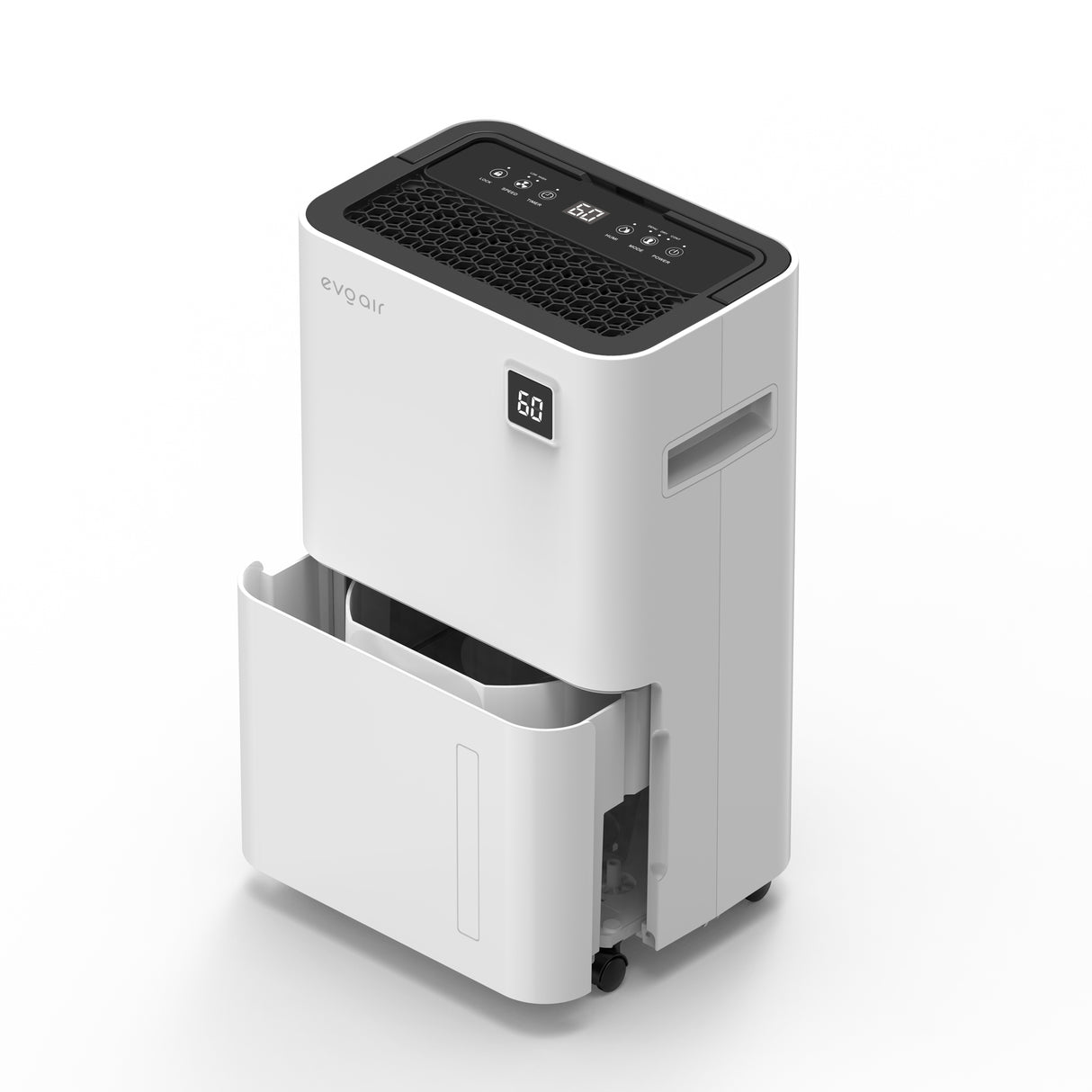 Dezumidificator Evoair, OptiDry 16, 16l/24h, Senzor de Umiditate, Functie Memorie, Uscare Rufe, Rezervor 2l, Display digital, Alb