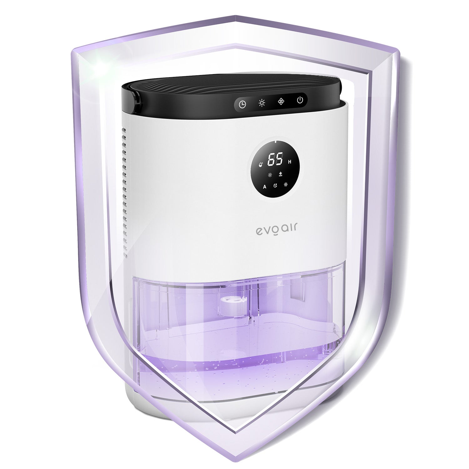 Dezumidificator aer Evoair HUMIX560, 560ml/24h, Silențios, Senzor de umiditate, 3 Moduri funcționare, Lumină Ambientală în 7 culori, Rezervor 2.3l, Alb