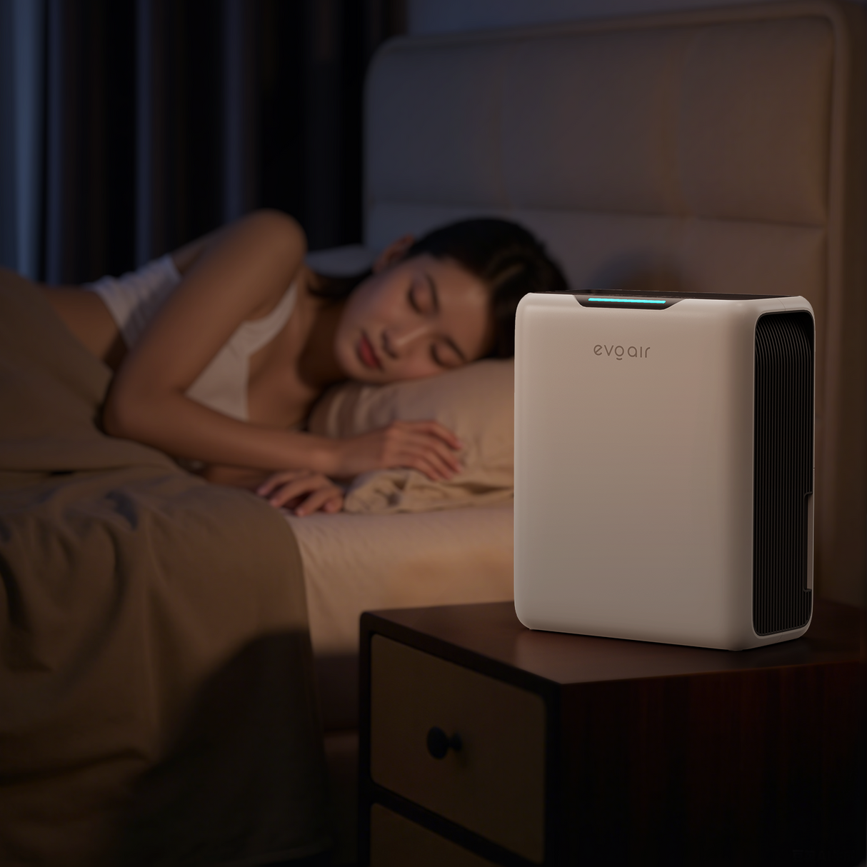 Dezumidificator aer Evoair HUMIXDUO, 500ml/24h, 3 Moduri funcționare, Silențios, Lumină Ambientală, Rezerva cu Silicagel, Timer 48h, Rezervor 2.5l, Alb