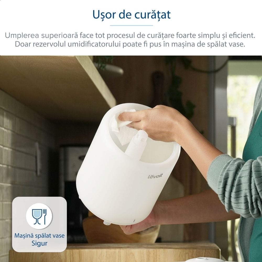Umidificator de Aer LEVOIT Dual 200S, SMART, WI-FI Ultrasonic, Rezervor 3l, Silentios, Aromaterapie, Functie AUTO, Autonomie 25 Ore