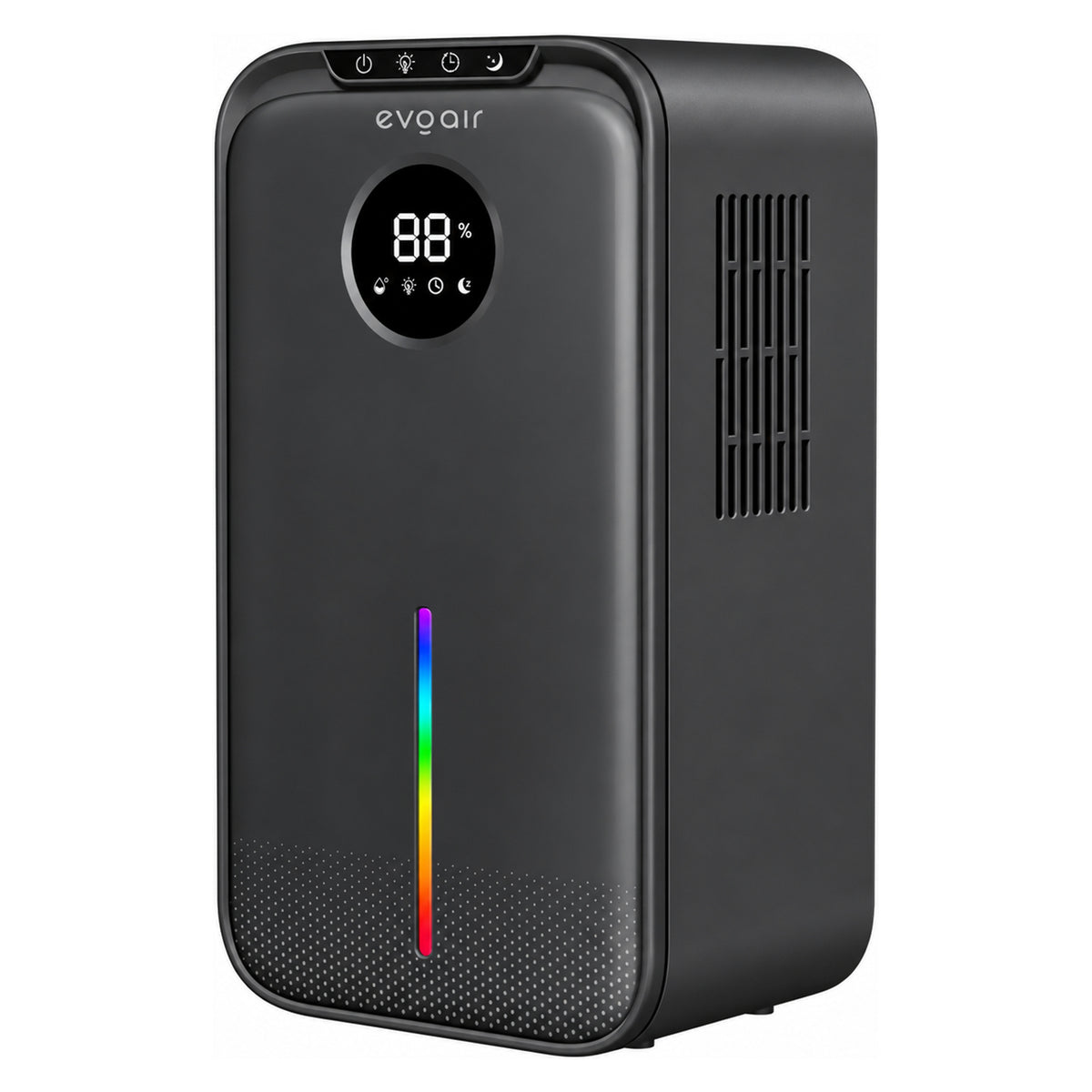 Dezumidificator Evoair, Aquaquid, 1L/24h, Display Digital, Lumină Ambientală RGB, Silențios, Rezervor 2.5l, Negru