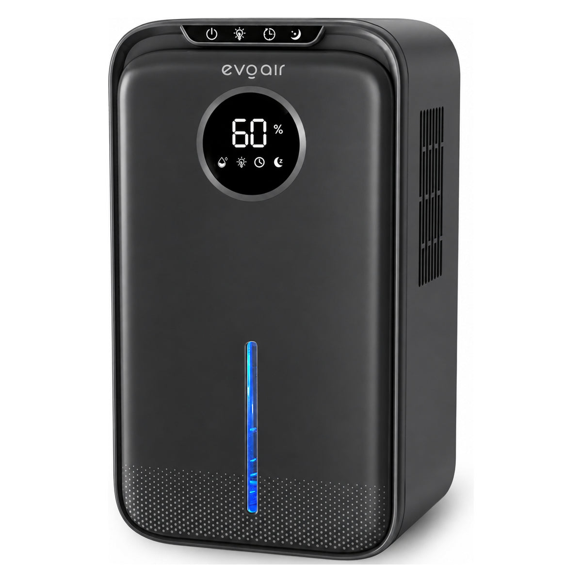 Dezumidificator Evoair, Aquaquid, 1L/24h, Display Digital, Lumină Ambientală RGB, Silențios, Rezervor 2.5l, Negru