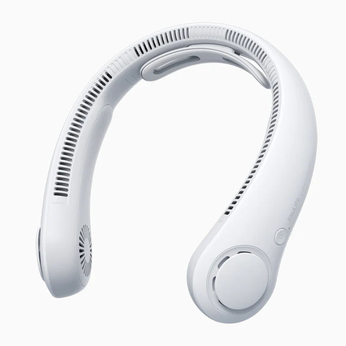 Ventilator portabil de gât JISULIFE Life4, autonomie 2.5-16.5h, baterie 5000mAh, 5 viteze, încărcare rapidă, Alb