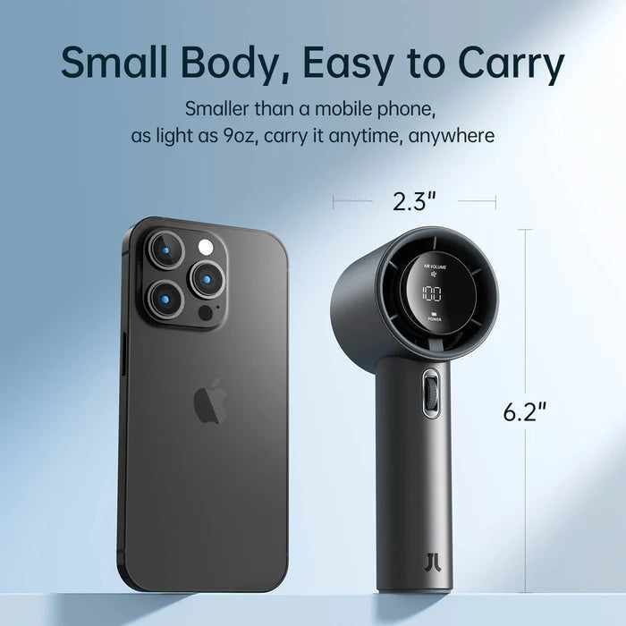 Ventilator portabil de mână JISULIFE Pro1, autonomie 2-12h, baterie 3600mAh, 100 viteze, încărcare rapidă, Afișaj LED, Roz