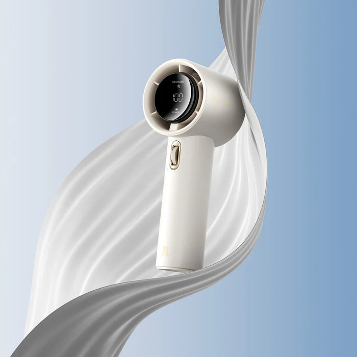 Ventilator portabil de mână JISULIFE Pro1, autonomie 2-12h, baterie 3600mAh, 100 viteze, încărcare rapidă, Afișaj LED, Alb