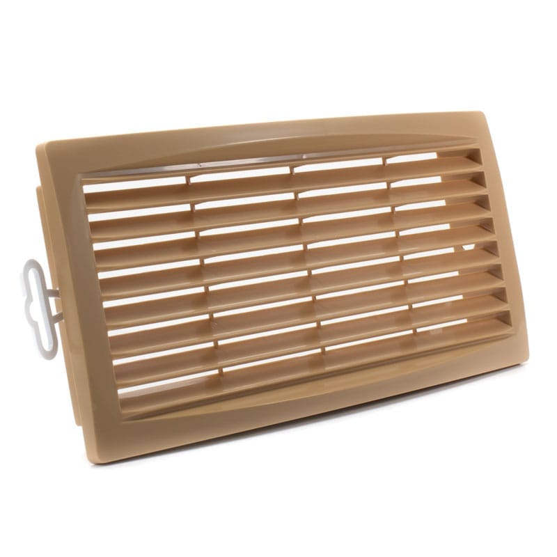 Grila ventilatie 300x135 rectangulara, montaj usa sau perete, exterior, Plastic ABS, Beige