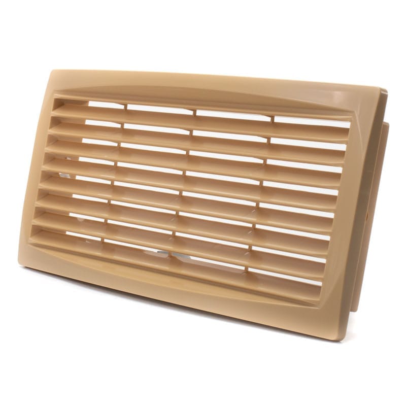Grila ventilatie 300x135 rectangulara, montaj usa sau perete, exterior, Plastic ABS, Beige