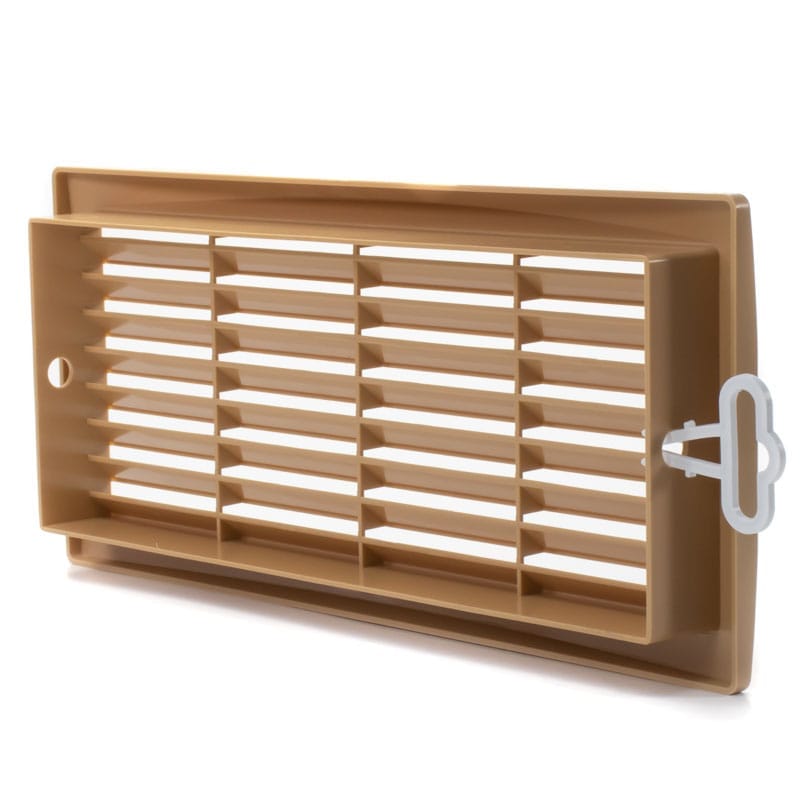 Grila ventilatie 300x135 rectangulara, montaj usa sau perete, exterior, Plastic ABS, Beige