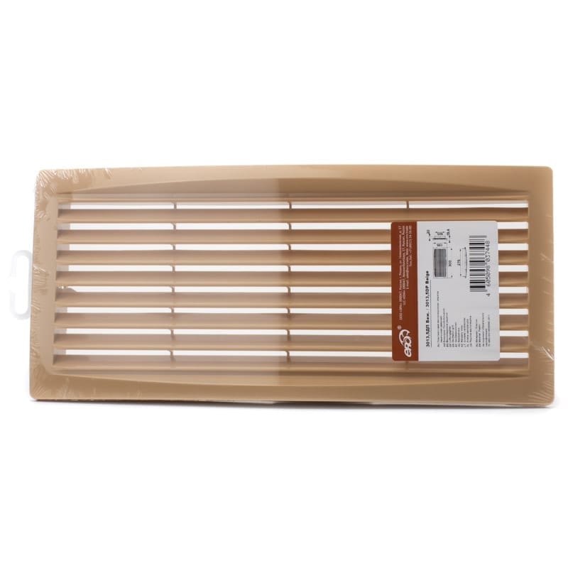 Grila ventilatie 300x135 rectangulara, montaj usa sau perete, exterior, Plastic ABS, Beige