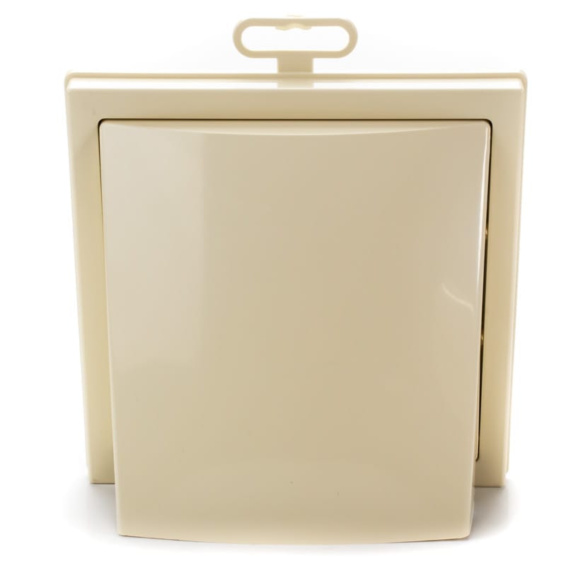 Grila ventilatie Ø100x55mm, patrata cu clapeta antiretur, exterior 150x150, ASA plastic, Ivory