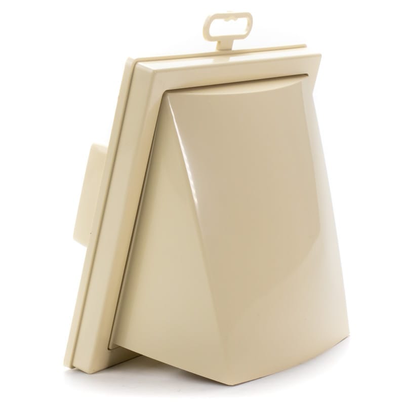 Grila ventilatie Ø100mm patrata cu clapeta antiretur, exterior 150x150, ASA plastic, Ivory