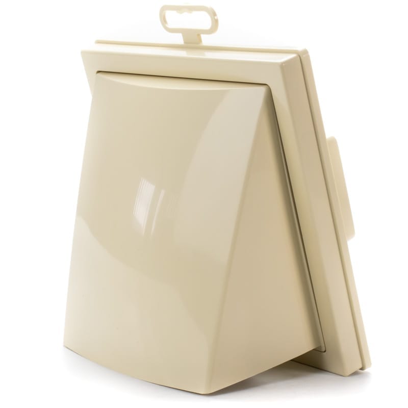 Grila ventilatie Ø100mm patrata cu clapeta antiretur, exterior 150x150, ASA plastic, Ivory