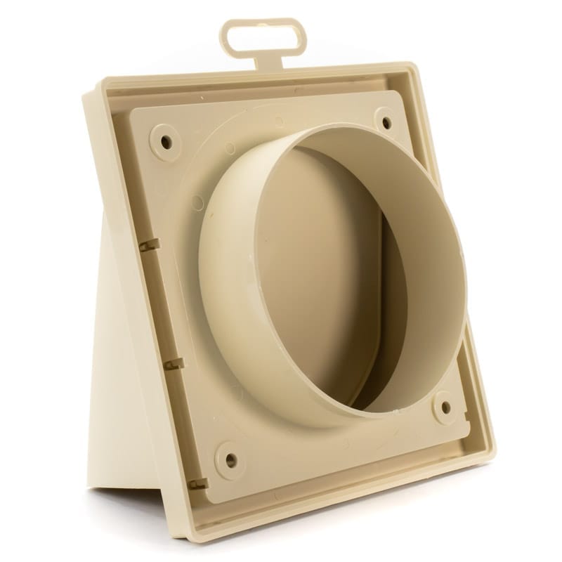 Grila ventilatie Ø100x55mm, patrata cu clapeta antiretur, exterior 150x150, ASA plastic, Ivory