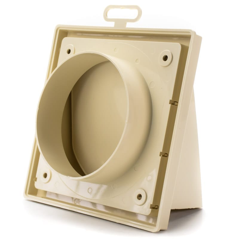 Grila ventilatie Ø100x55mm, patrata cu clapeta antiretur, exterior 150x150, ASA plastic, Ivory