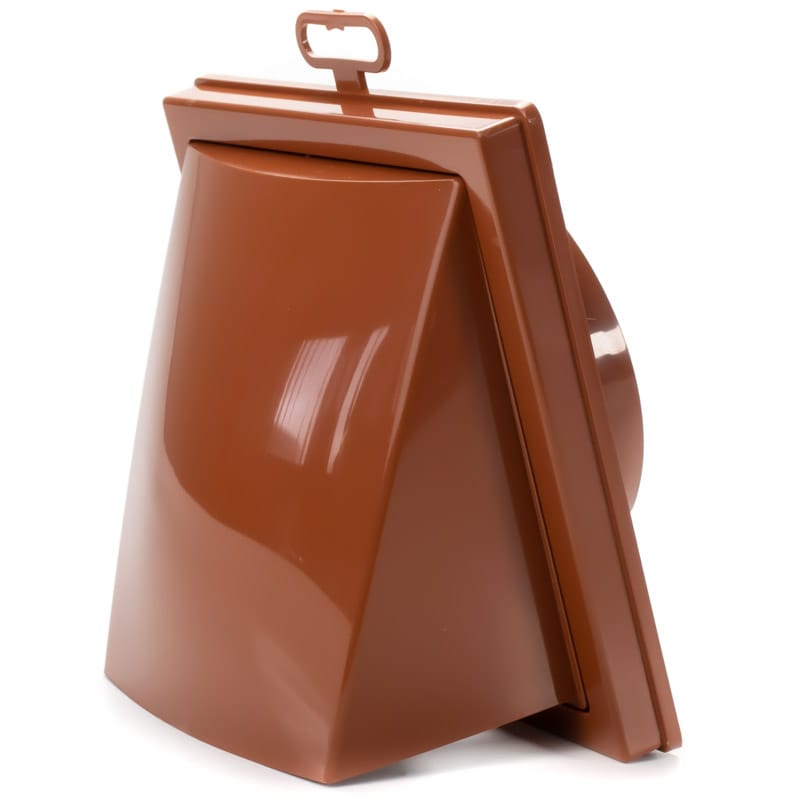 Grila ventilatie Ø100mm patrata cu clapeta antiretur, exterior, 150x150, ASA plastic, Terracotta