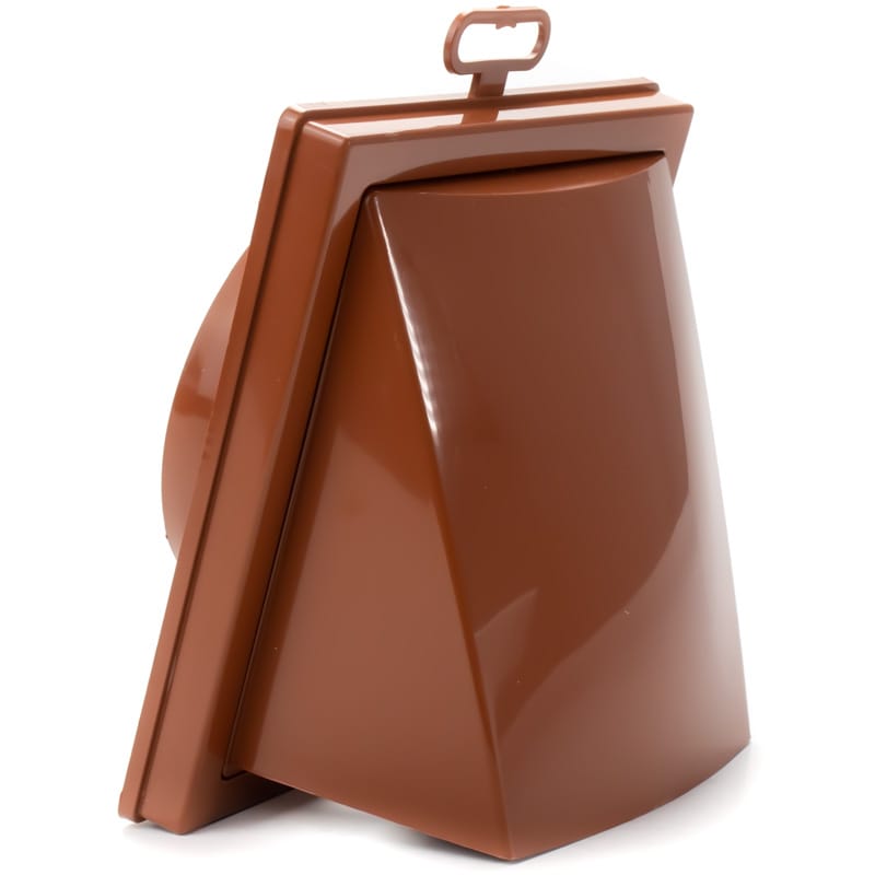 Grila ventilatie Ø100mm patrata cu clapeta antiretur, exterior, 150x150, ASA plastic, Terracotta