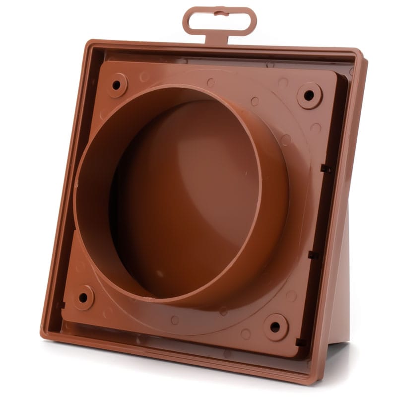 Grila ventilatie Ø100mm patrata cu clapeta antiretur, exterior 150x150, ASA plastic Brown