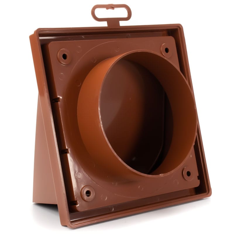 Grila ventilatie patrata cu clapeta antiretur, Diametru Ø125mm, exterior 150x150, ASA plastic Brown
