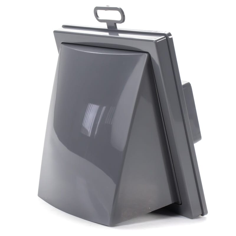 Grila ventilatie Ø125 patrata 150x150 cu flansa si clapeta antiretur, Grey